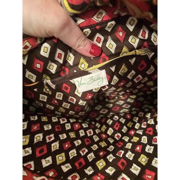 Vera Bradley Yellow, Red and Brown‎ Print Shoulder Bag Purse Tote - Picture 8 of 11